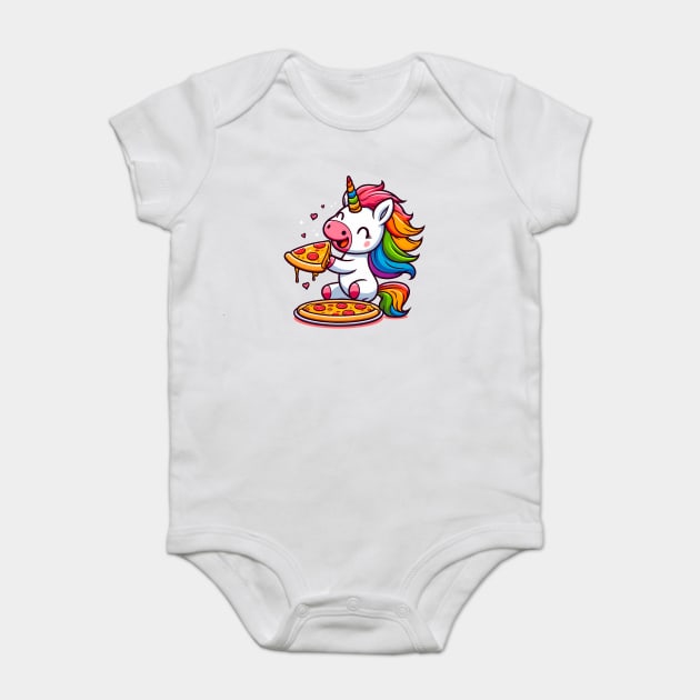 Pizza Unicorn Lover, Love Eating Pizza Baby Bodysuit by logiamerch
